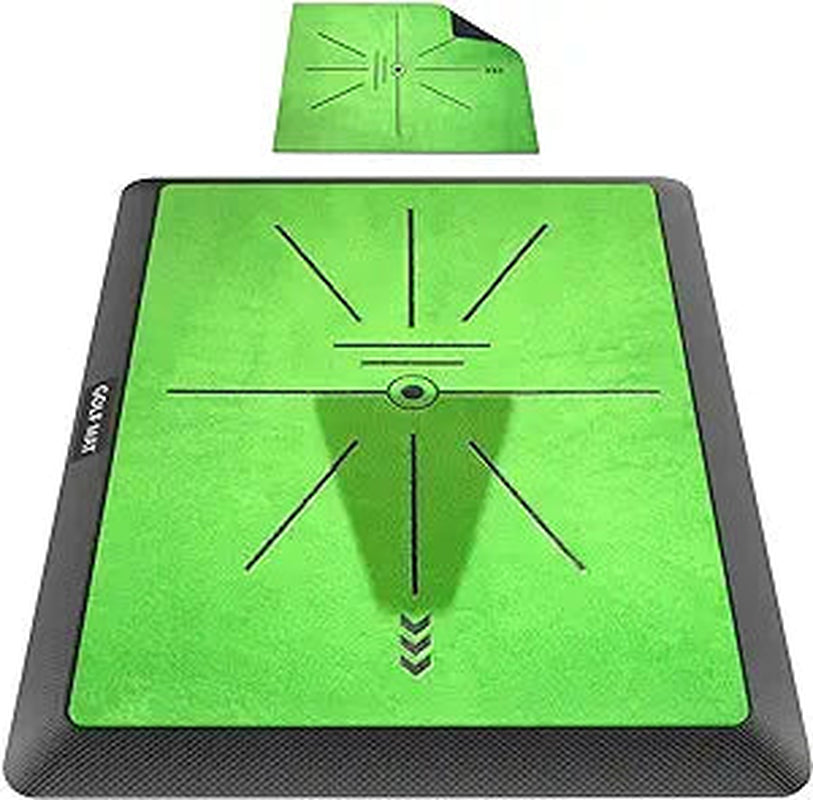 Golf Hitting Mat | Golf Training Mat for Swing Path Feedback/Detection Batting | Extra Replaceable Golf Practice Mat 16"X12" | Advanced Guides and Rubber Backing for Home/Indoor/Outdoor