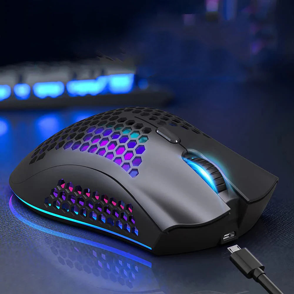 Wireless Mouse Gaming Rechargeable Optical Mouse Cordless 7 Color LED Backlit PC