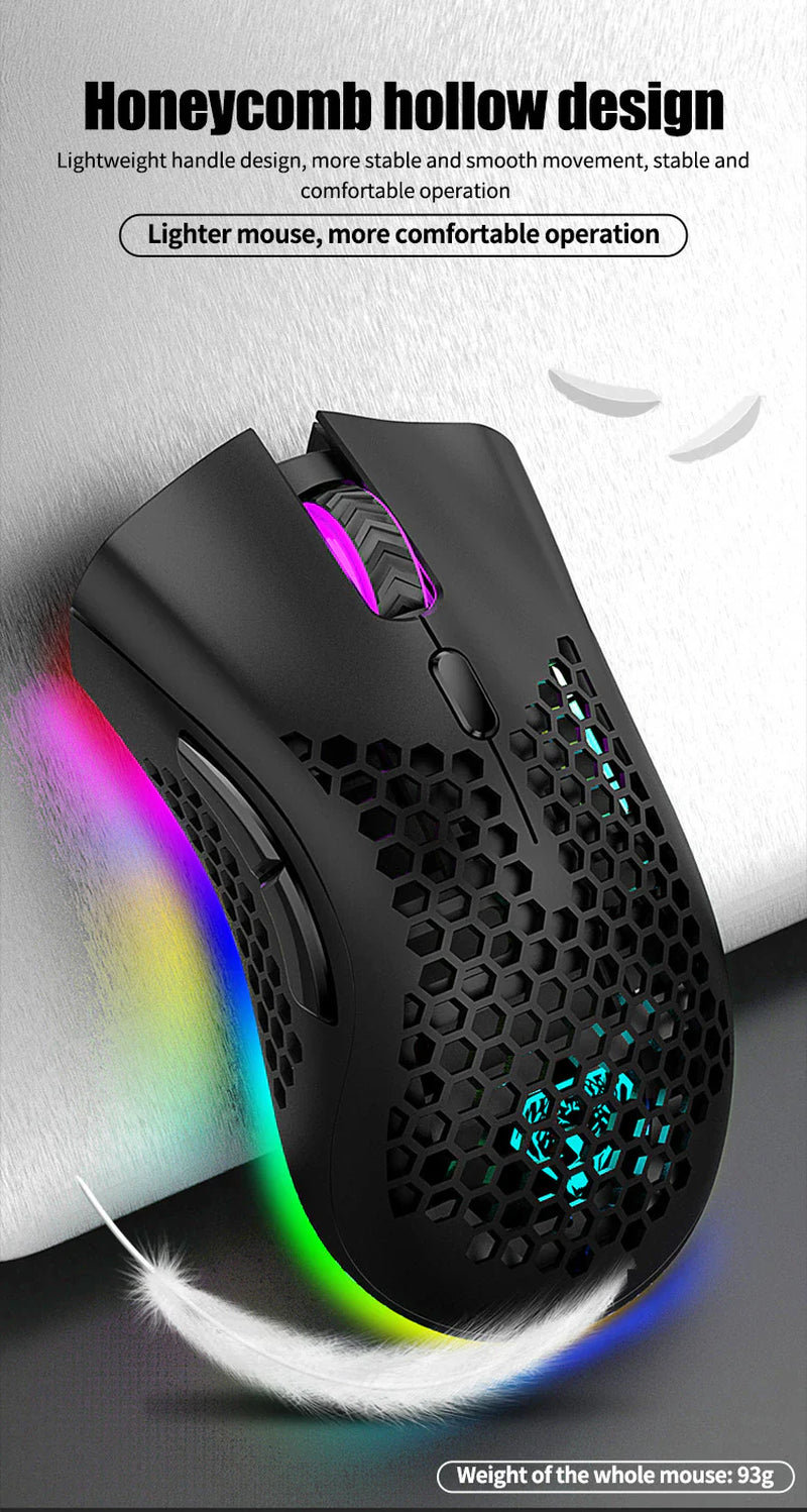 Wireless Mouse Gaming Rechargeable Optical Mouse Cordless 7 Color LED Backlit PC